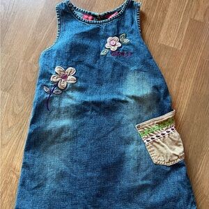 Vintage Girls Size 6 Esprit Embroidered Denim Jean Jumper